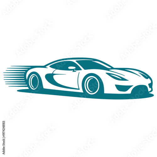 Dynamic illustration of a sleek sports car in motion with speed lines