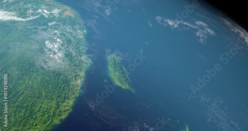 Taiwan Strait in earth planet. Aerial View