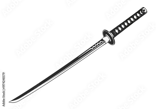 Japanese Katana Sword Vector Illustration for Samurai Warrior and Martial Arts Design