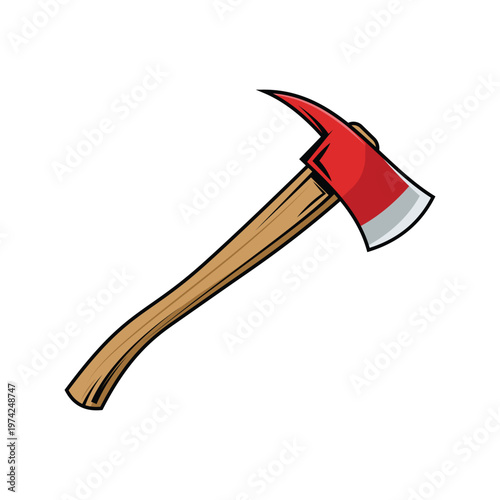 Red Firefighter Axe Rescue Tool Vector Illustration
