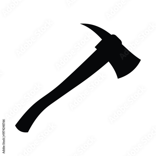 Single Fire Axe Solid Black Silhouette Vector Icon
