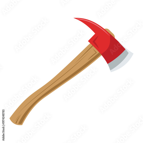 Red Firefighter Axes Flat Color Rescue Tool Vector Illustration