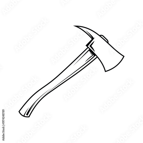 Single Firefighter Axe Outline  Vector Illustration
