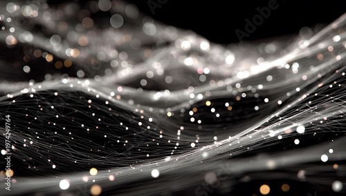 Abstract Dark Wave Particles in Motion with Glittering Specks.
