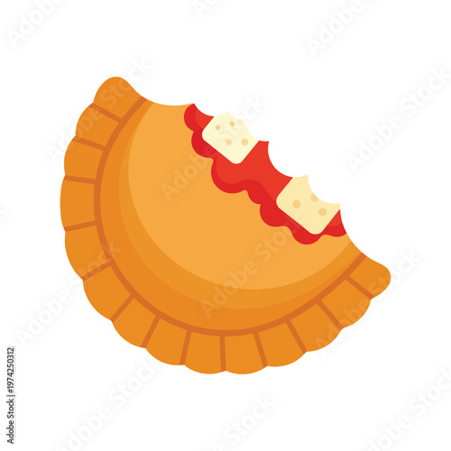 Empanada Vector Illustration with Bite Mark Isolated on White Background