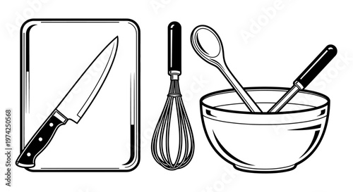 Kitchen utensils on a countertop.