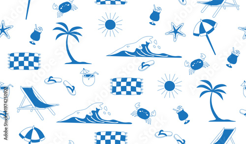 Cute beach vibes pattern background vector design