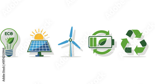 Eco friendly energy icons set.