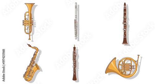 Musical instruments orchestra brass section.