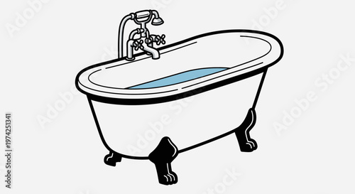 Vintage clawfoot bathtub with faucet.