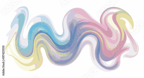 A fluid abstract design with soft pastel colors, resembling flowing paint or smoke