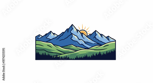 Majestic mountain range bathed in the golden light of a rising sun