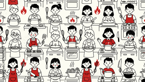 Little Chefs Cooking Up a Storm! A vibrant scene of young cooks in action, bringing joy and creativity to the kitchen.