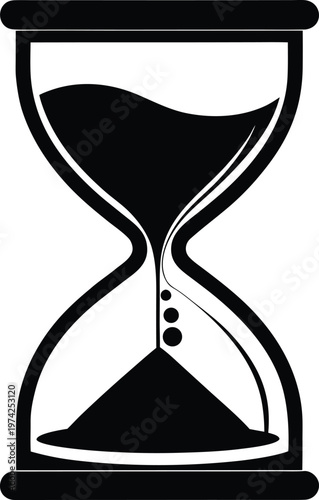A Black Hourglass On White Background Vector, illustration