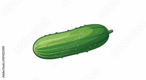A vibrant, detailed illustration of a single green cucumber with subtle highlights and textured skin