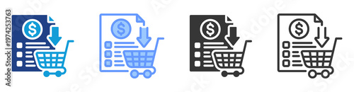 Purchase Order icon set multiple style collection