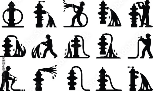 Fire Hydrant Silhouette Icon Water Valve Outline Design