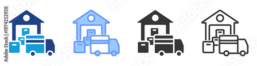 Distribution Center icon set multiple style collection