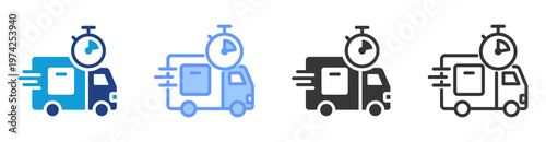 Timely Delivery icon set multiple style collection