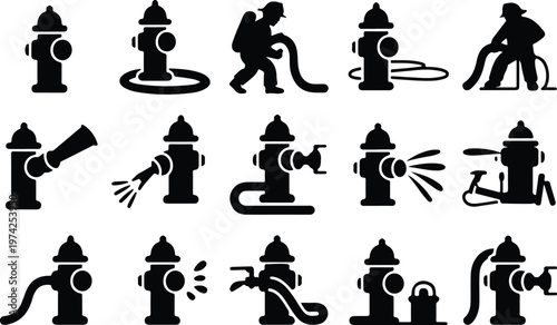 Fire Hydrant Silhouette Icon Water Valve Outline Design
