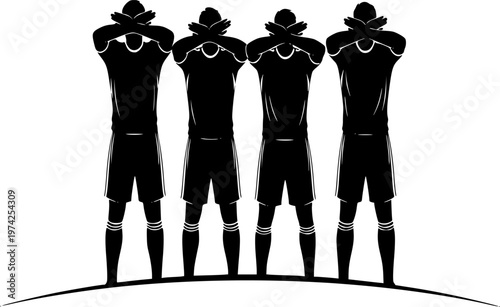 Free Kick Wall Silhouette Soccer Defense Football Match Barrier Black Vector
