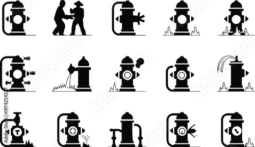 Fire Hydrant Silhouette Icon Water Valve Outline Design