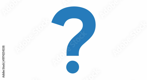A large blue question mark symbol, centered on a white background