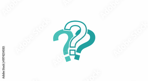 Three overlapping teal question marks create a visual puzzle, symbolizing curiosity and inquiry