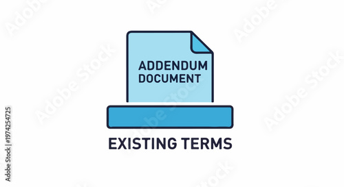 Stylized graphic of an addendum document layered over a base representing existing terms