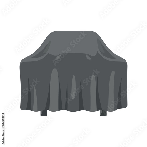 Outdoor Grill Covered with Protective Tarp Vector Illustration for Patio Safety