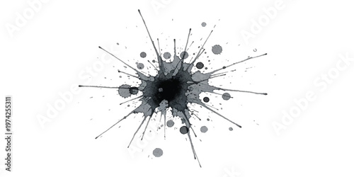 Vibrant explosion of multicolored powder particles in red yellow pink and blue radiating outward against a plain white background creating a dynamic starburst effect with fine dust textures