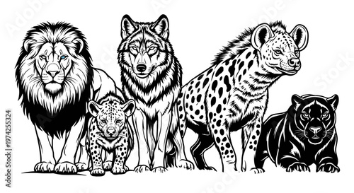 Group of wild animals standing together.