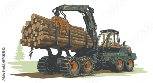 Heavy machinery logging truck vehicle.