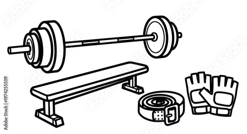 Weightlifting equipment on a bench.