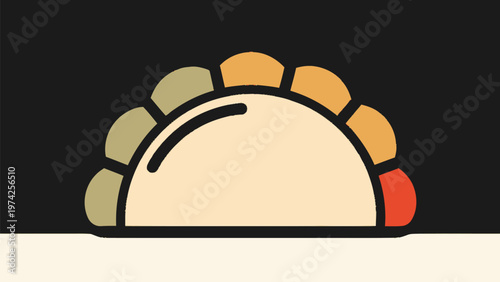 Delicious and Colorful Cartoon Empanada on a Black Background.
