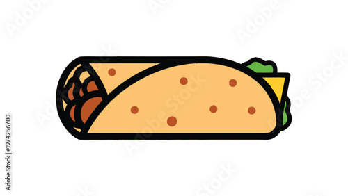 Delicious and Colorful Cartoon Taco with Fresh Ingredients.