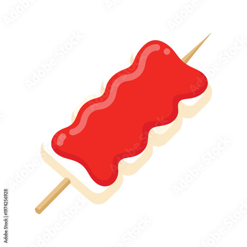Japanese Dango Skewer with Red Sauce Vector Illustration Isolated on White Background