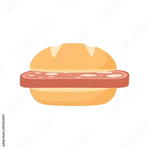Hot Dog Sandwich Vector Illustration Isolated on White Background for Fast Food Design