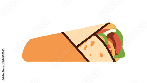 Delicious and Flavorful Shawarma Wrap with Fresh Ingredients on White.