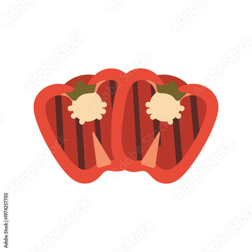 Red Bell Pepper Slice Vector Illustration for Healthy Food and Cooking Designs