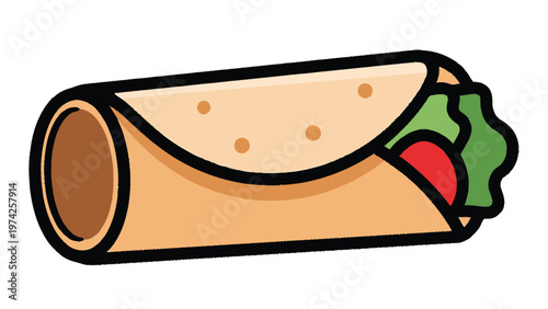 Delicious and Freshly Made Burrito with Fresh Vegetables and Filling.