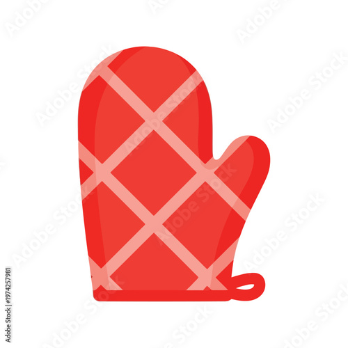 Red Oven Mitt Vector Illustration Isolated on White for Kitchen and Cooking Designs