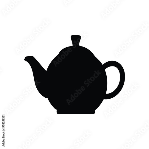 tea pot silhouette vector flat design on white background.
