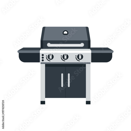 Modern outdoor gas grill vector illustration for barbecue and summer cooking designs