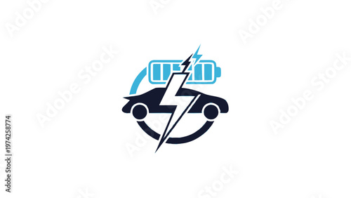 Electric Vehicle Charging Symbol with Lightning Bolt and Battery.