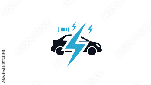 Electric Vehicle Charging Symbol with Lightning Bolt and Battery Icon.