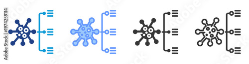 Disease Mechanism icon set multiple style collection