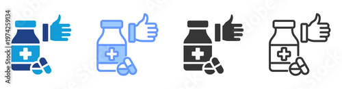 Treatment Efficacy icon set multiple style collection