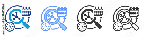 Longitudinal Study icon set multiple style collection