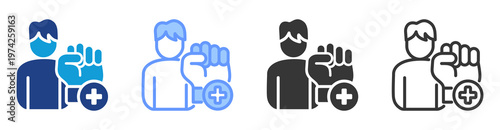 Patient Empowerment icon set multiple style collection